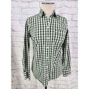 J Crew Plaid Button Up Shirt Green Heritage Preppy Work Cotton Stretch Small